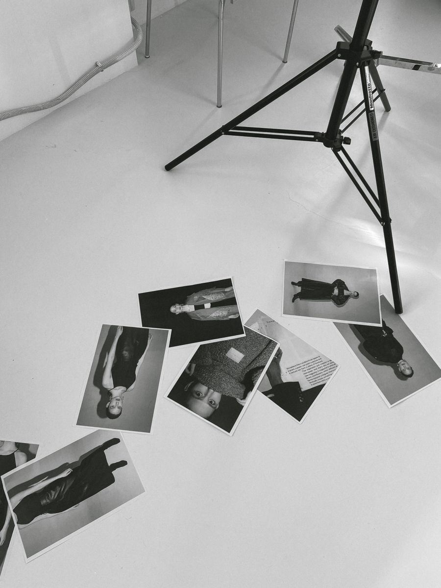 Editorial styling photos on studio floor